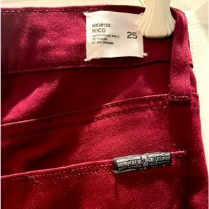 Hudson Midrise Nico Skinny Maroon Jeans Sz W25
